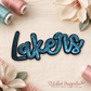 Mandeville Lakers teal sequin appliqué patch with navy border — Stitched Magnolia