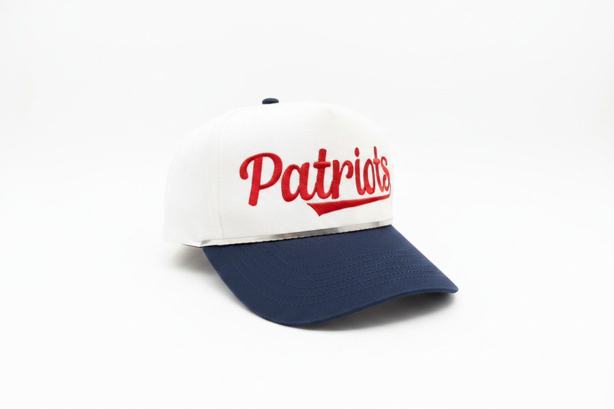 Patriots embroidery snapback hat studio product shot