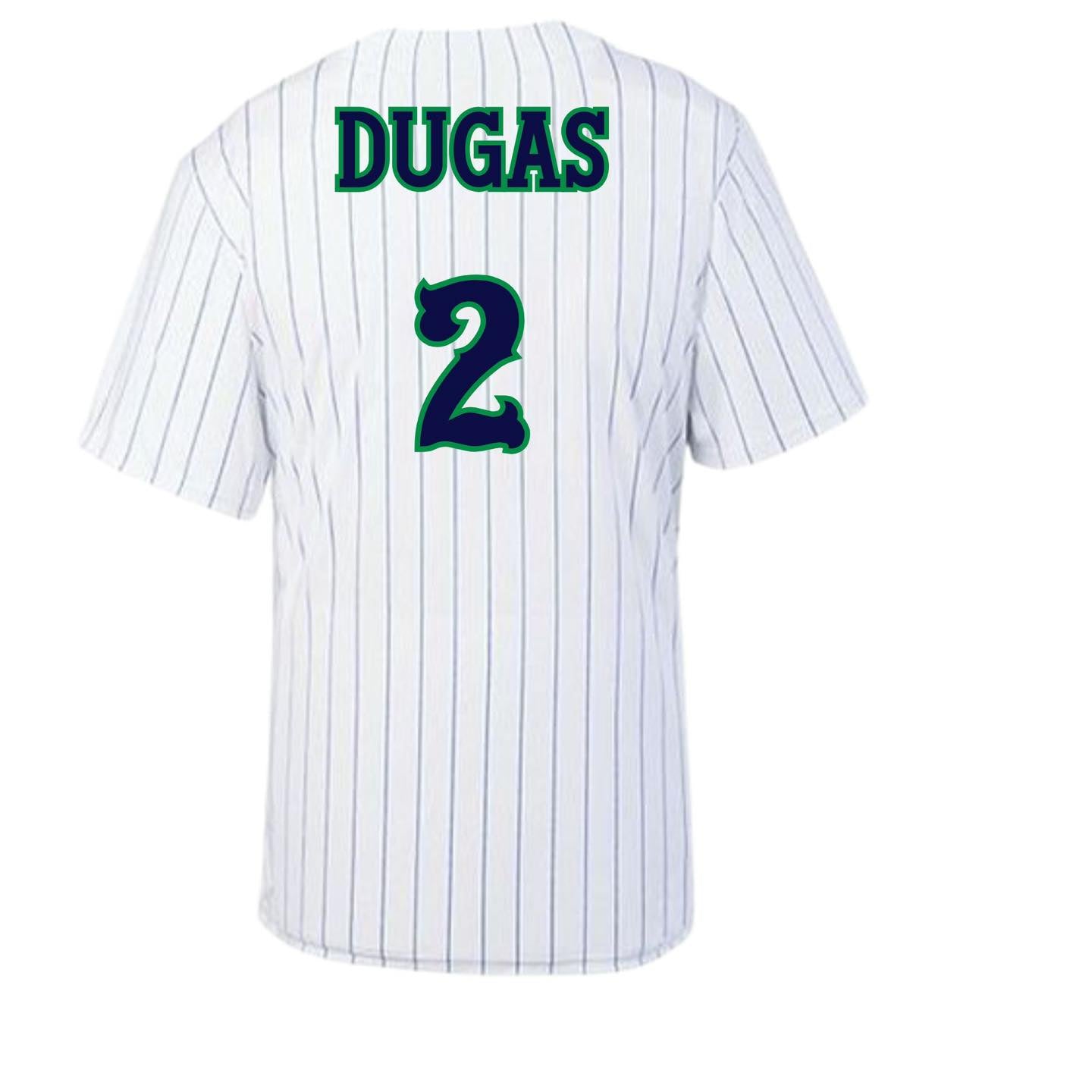 Unisex Custom Madisonville All-Stars Baseball Jersey – White with Navy Pinstripes | Madisonville All Stars | Coquille | MYB Gators Baseball