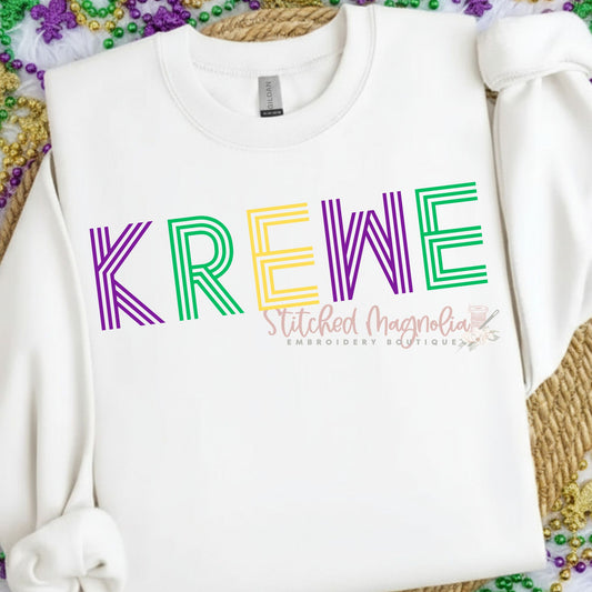 KREWE Mardi Gras Sweatshirt | Purple Green Gold Striped Design | Louisiana Krewe Apparel