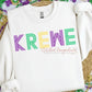 KREWE Mardi Gras Sweatshirt | Purple Green Gold Striped Design | Louisiana Krewe Apparel