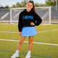 MSC Lakers black crop hoodie with Carolina blue DTF Lakers script graphic