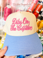 Dibs On The Captain Puff Embroidery Trucker Hat | Two-Tone Cream & Blue
