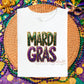Mardi Gras Faux Sequin Purple Boxy Tee | Glitter Purple Green Gold Design | Festive Mardi Gras Shirt
