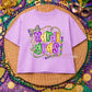Mardi Gras Bow & Beads Purple Boxy Tee | Purple Green Gold Frame Design | Festive Mardi Gras Shirt