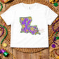 Louisiana Mardi Gras Tee | Glitter Stars State Design | Purple Green Gold Louisiana Pride Shirt