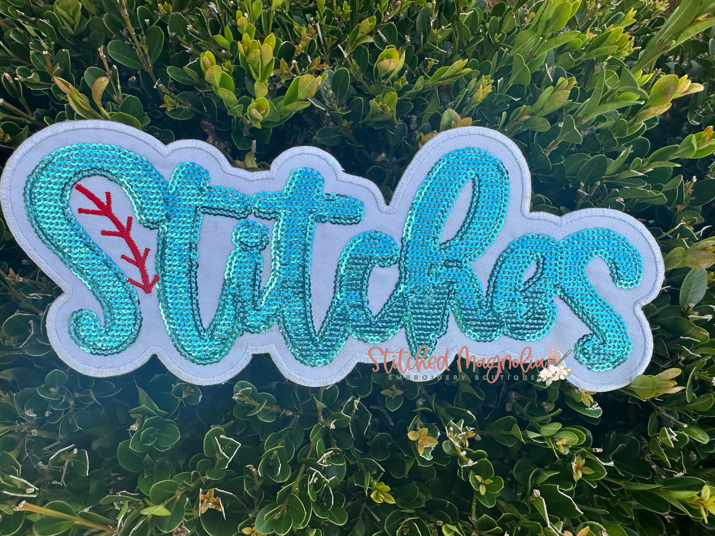 11" Stiches Baseball Sequin Patch