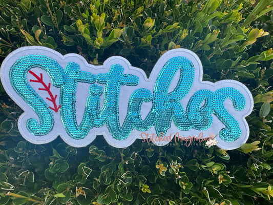 11" Stiches Baseball Sequin Patch