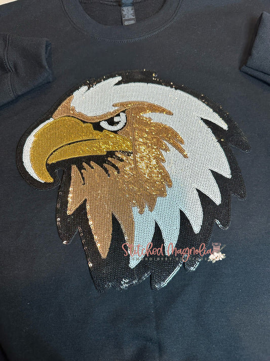 Eagle Sequin Patch Sweatshirt | MJH Eagles | Custom Eagle Patch Sweatshirt | Large Eagle