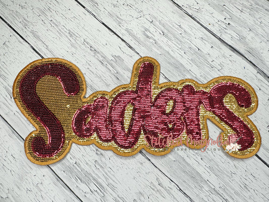 11" Saders Handwritten Sequin Patch | Brother Martin | Crusaders | High School
