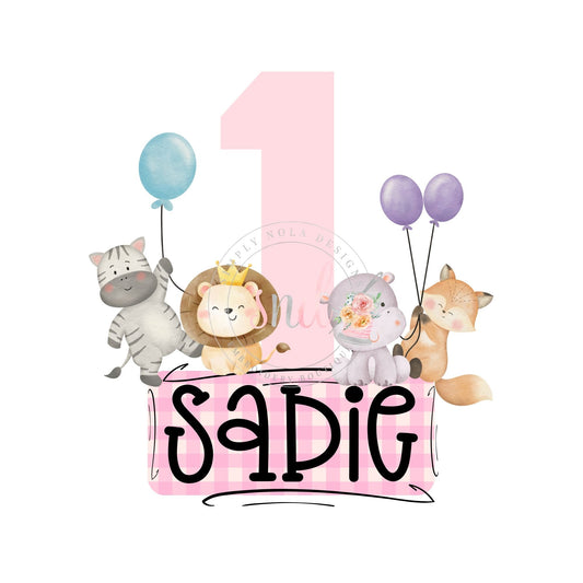 Safari Theme Birthday with Balloons-First Birthday-PNG-Digital File