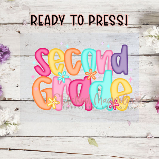 Single DTF Transfer - Second Grade Flowers | Heat Press Ready