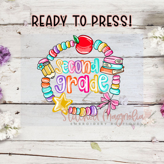 Single DTF Transfer - Second Grade Friendship Bracelet | Heat Press Ready