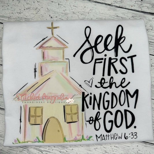 Seek First the Kingdom of God Graphic Tee | Matthew 6:33 | Faith-Based Apparel