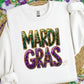 Mardi Gras Sequin Sweatshirt | Rhinestone Purple Green Gold Design | Festive Mardi Gras Apparel