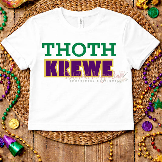 Thoth Krewe Mardi Gras Boxy Tee | Green Purple Gold Krewe Design | New Orleans Parade Apparel