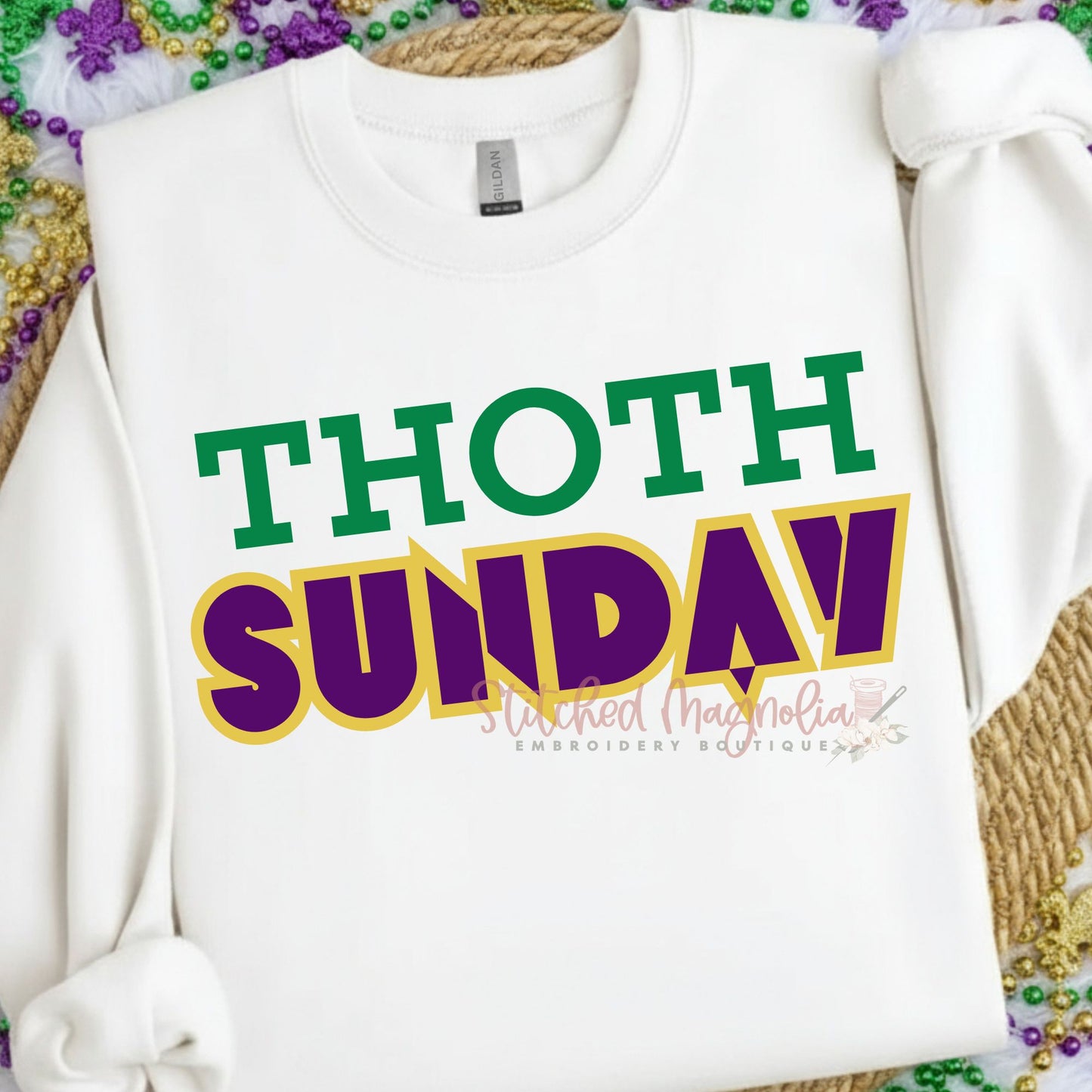 Thoth Sunday Mardi Gras Sweatshirt | Green Purple Gold Krewe Design | New Orleans Parade Apparel