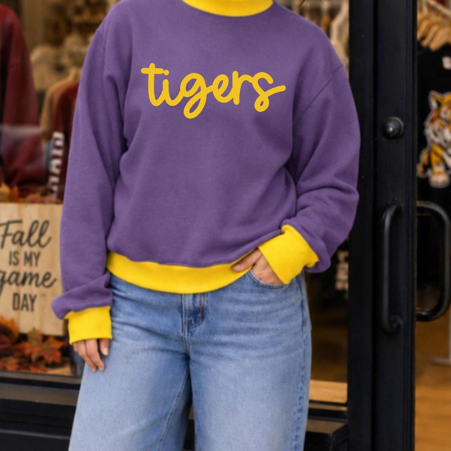 Premium Contrast Mock Neck Sweatshirt – Custom Embroidered | PREORDER