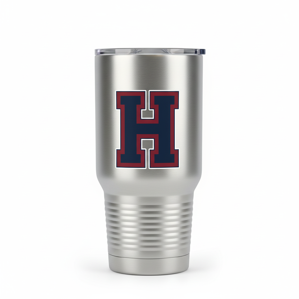 Varsity letter transfer on tumbler