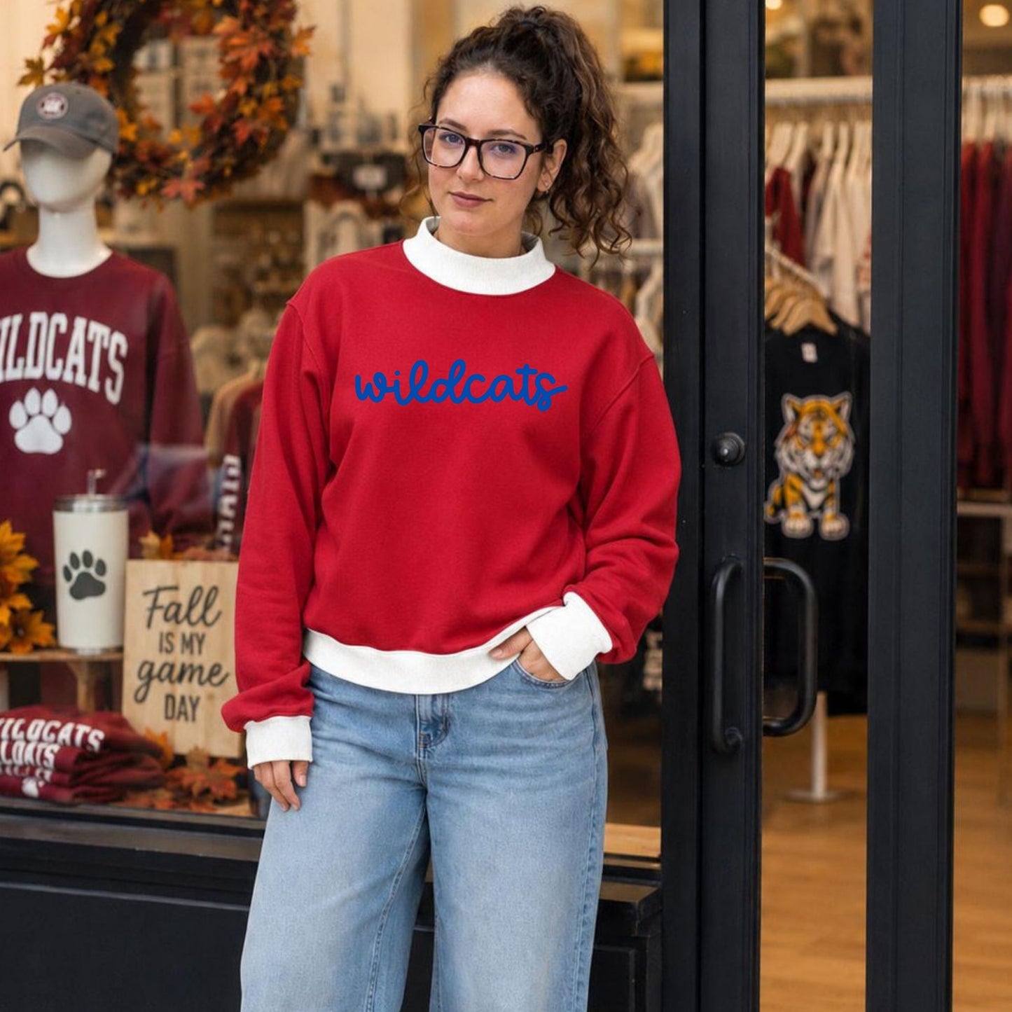 Premium Contrast Mock Neck Sweatshirt – Custom Embroidered | PREORDER